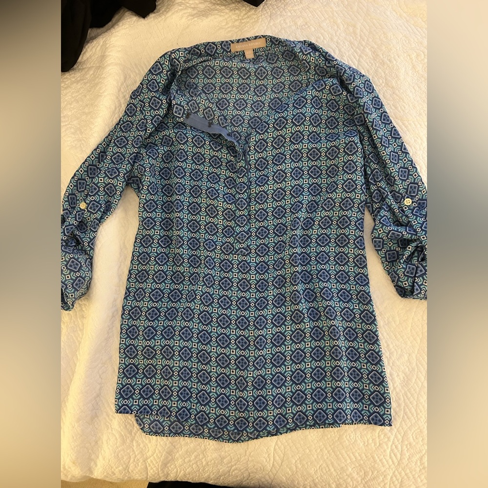 Banana Republic Geometric Blue Blouse